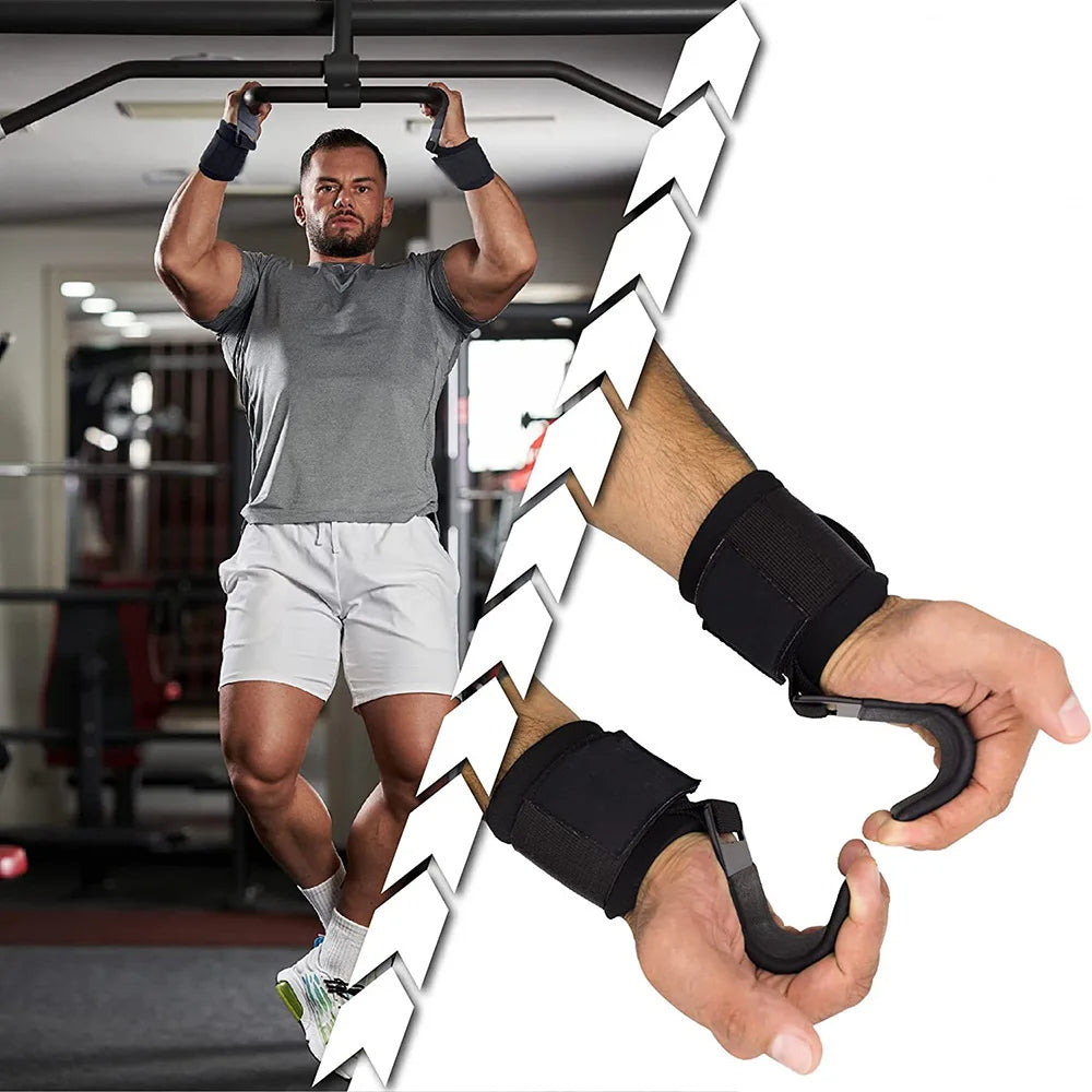 Weightlifting Hooks with Wrist Straps
