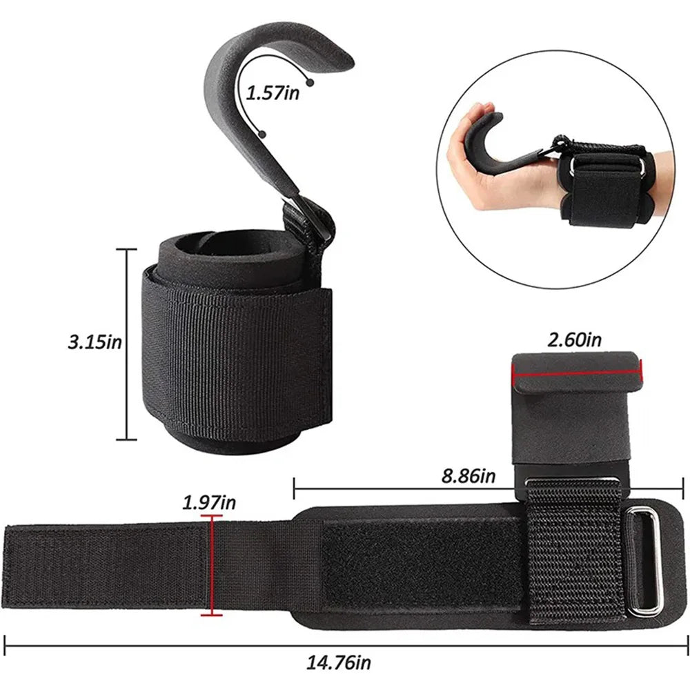 Weightlifting Hooks with Wrist Straps