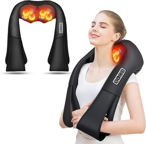 AERLANG Shiatsu Back, Neck and Shoulder Massager with Heat, Deep Tissue Kneading Massager Electric 4D Massage Pillow